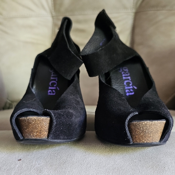 Pedro Garcia Chic Black Suede Platform Open Toe High Heels Shoes Sz 8.5 (EU 39) - Picture 2 of 10